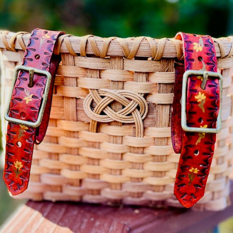 BIKE BASKET WITH EMBELLISHED LEATHER STRAPS
