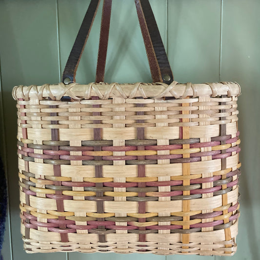 LEATHER HANDLE TOTE BASKET